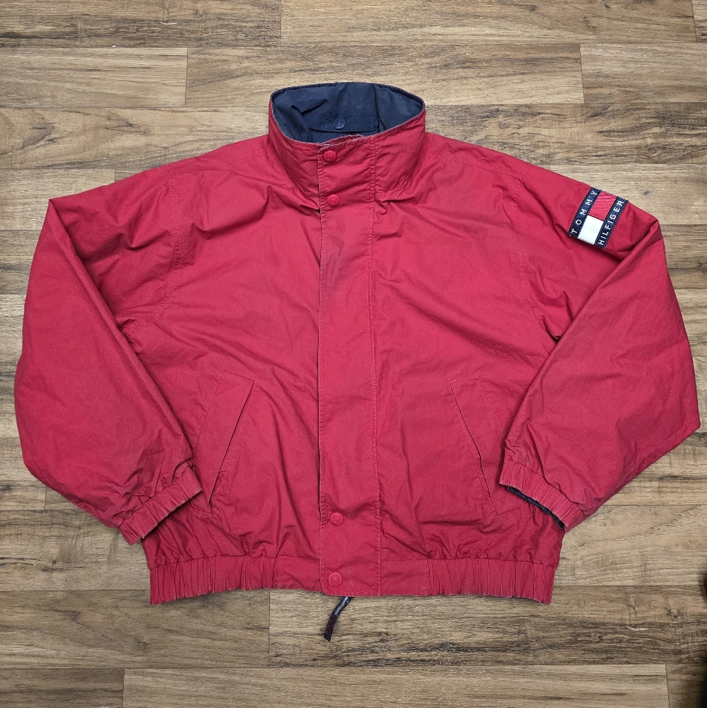 Vintage Tommy Hilfiger Big Flag Windbreaker Reversible Jacket Sz L - Picture 3 of 8